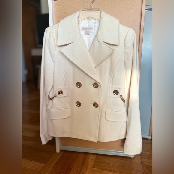 Michael Kors Designer Wool Double Breasted Blazer with Gold Buttons and Chains - Picture 1 of 7